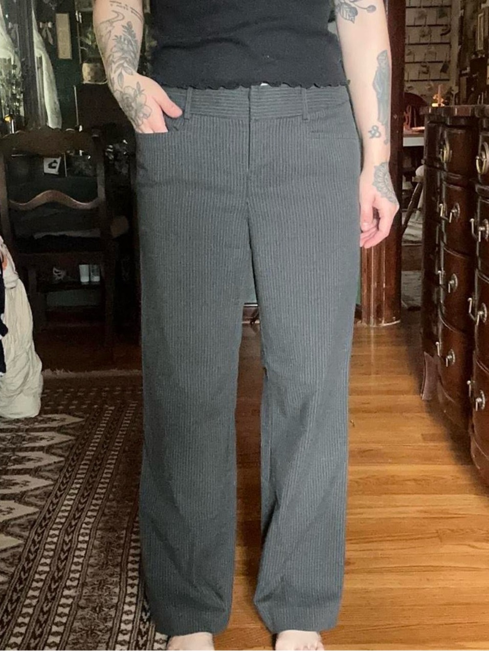 Apt. 9 Black Pinstripe Modern Fit Trousers